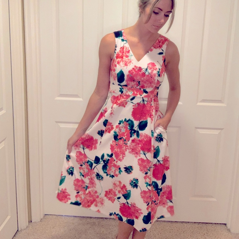 Calvin Klein Dress with pink hydrangeas print